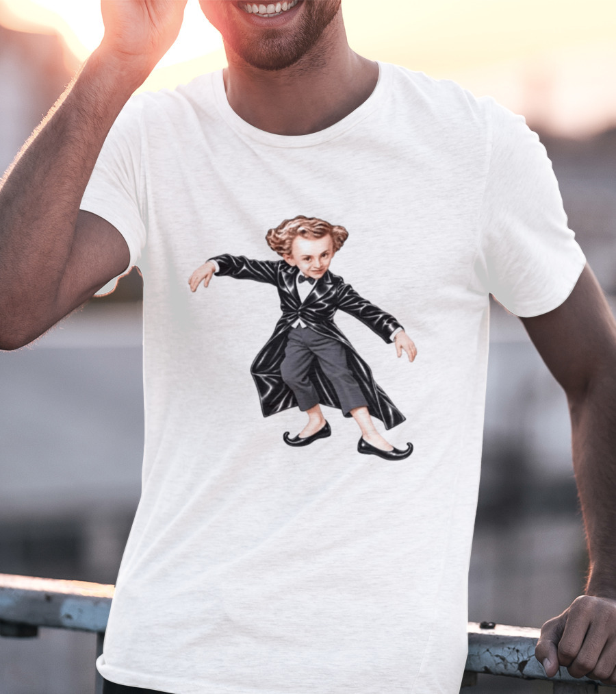 Tiptoeing Boy Black Coat Bow Tie T-Shirt