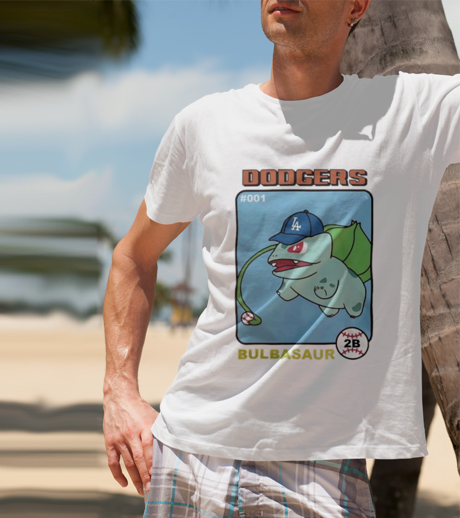 Dodgers Bulbasaur LA Baseball Anime Cartoon 2B T-Shirt