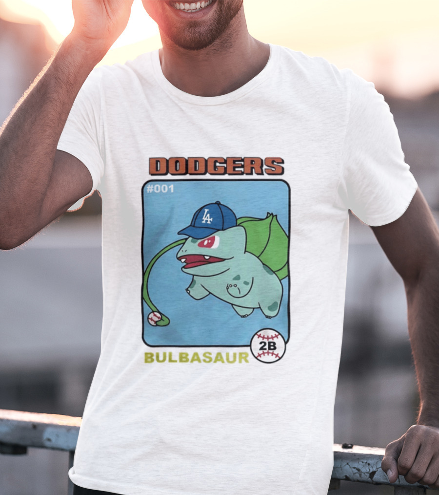 Dodgers Bulbasaur LA Baseball Anime Cartoon 2B T-Shirt