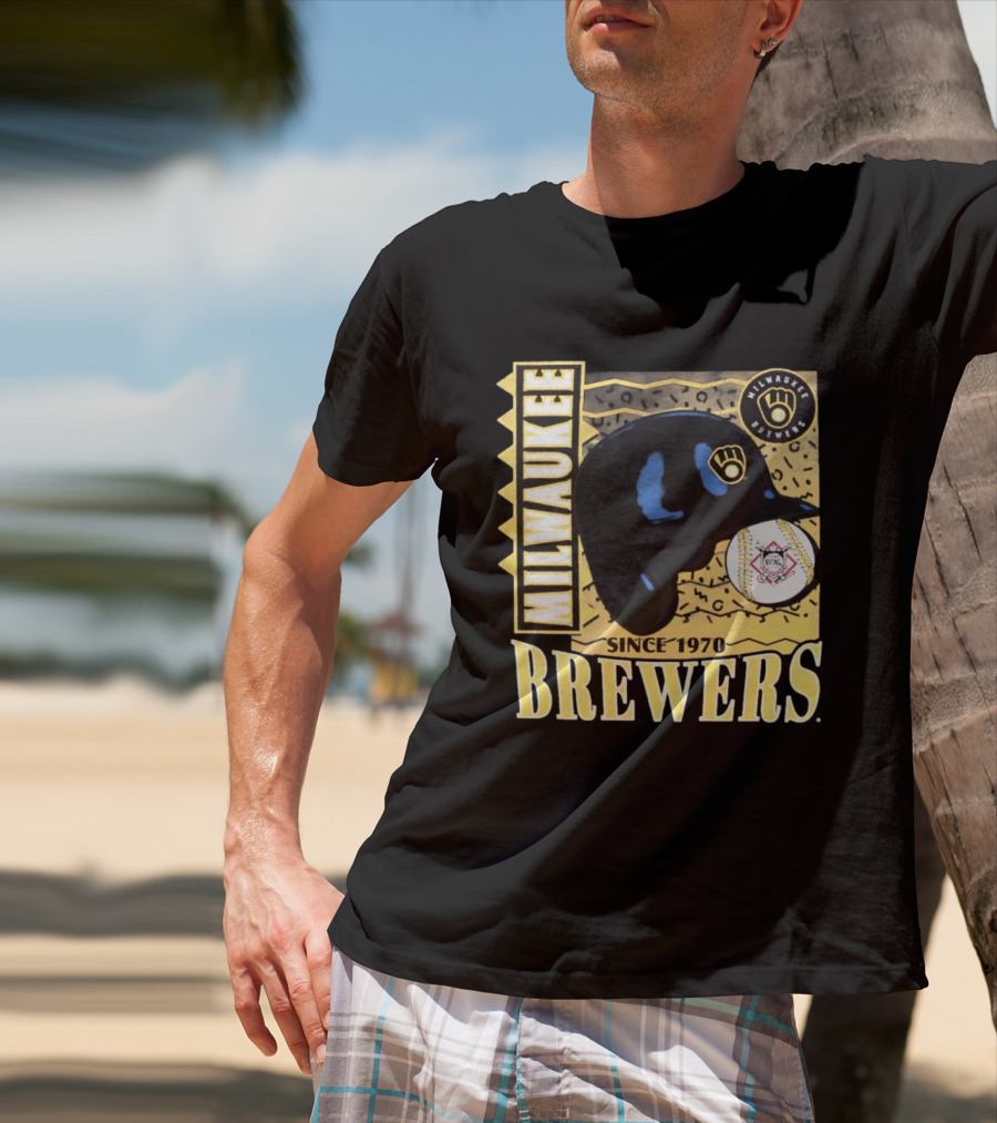 Milwaukee Brewers Baseball Helmet Since 1970 T-Shirt