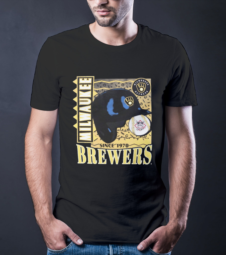 Milwaukee Brewers Baseball Helmet Since 1970 T-Shirt