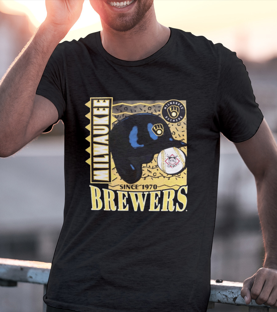 Milwaukee Brewers Baseball Helmet Since 1970 T-Shirt