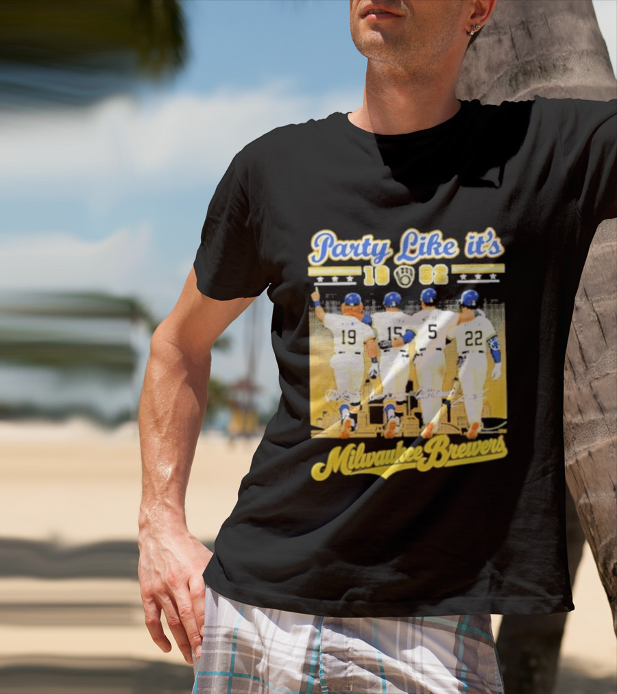 Party Like It's 1982 Milwaukee Brewers City Skyline Signatures T-Shirt