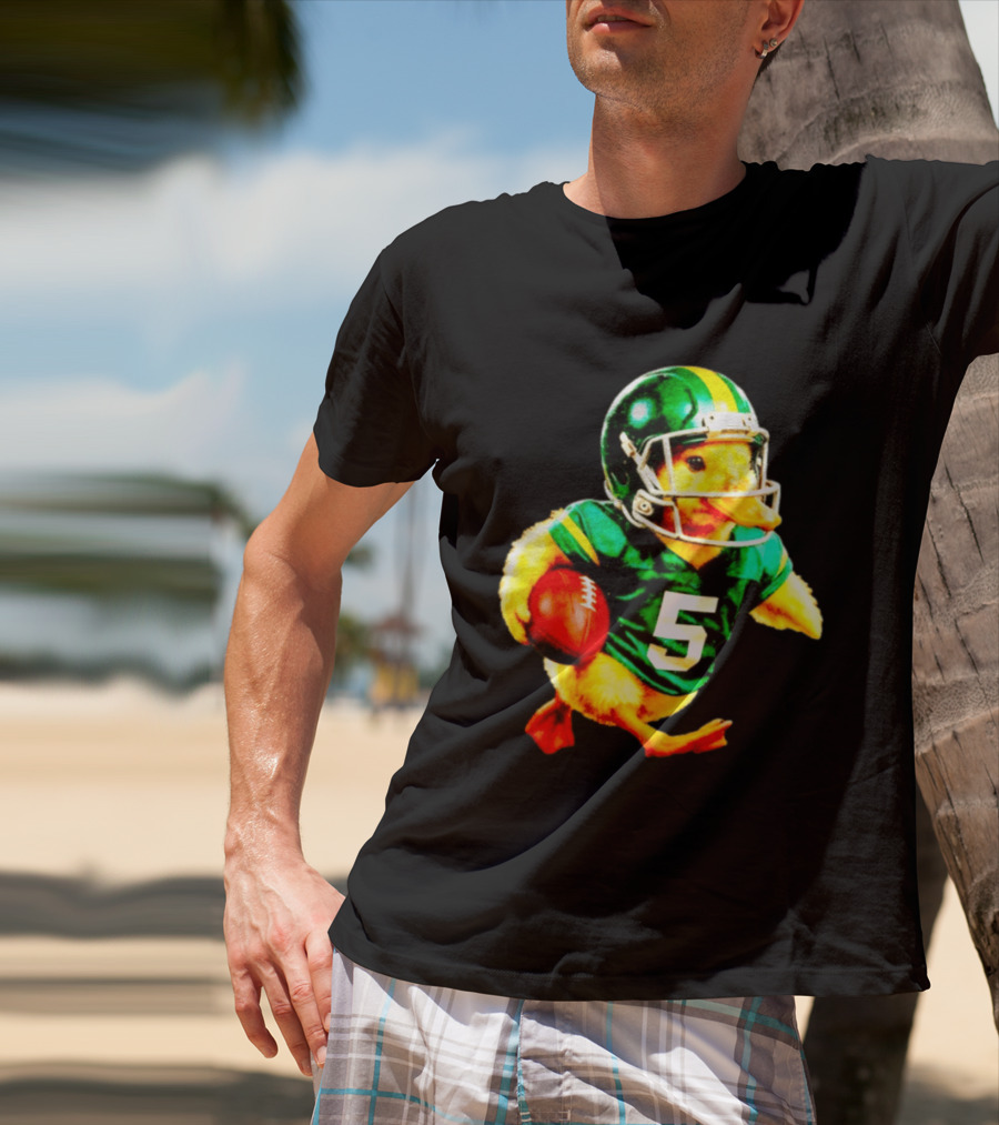 Oregon Ducks Football Duck Wearing Helmet And Jersey Number 5 T-Shirt