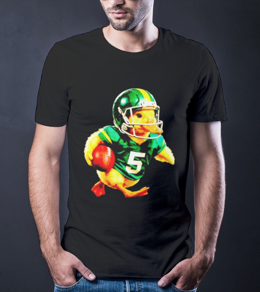 Oregon Ducks Football Duck Wearing Helmet And Jersey Number 5 T-Shirt