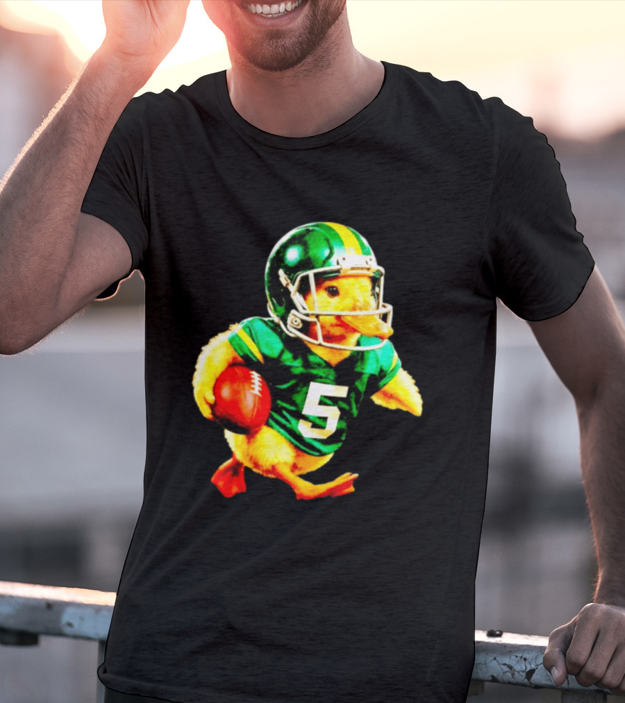 Oregon Ducks Football Duck Wearing Helmet And Jersey Number 5 T-Shirt