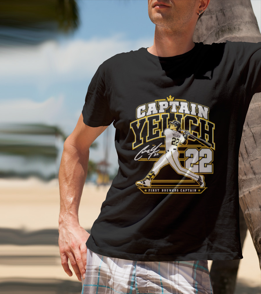 Captain Yelich 22 First Brewers Captain Milwaukee Brewers T-Shirt