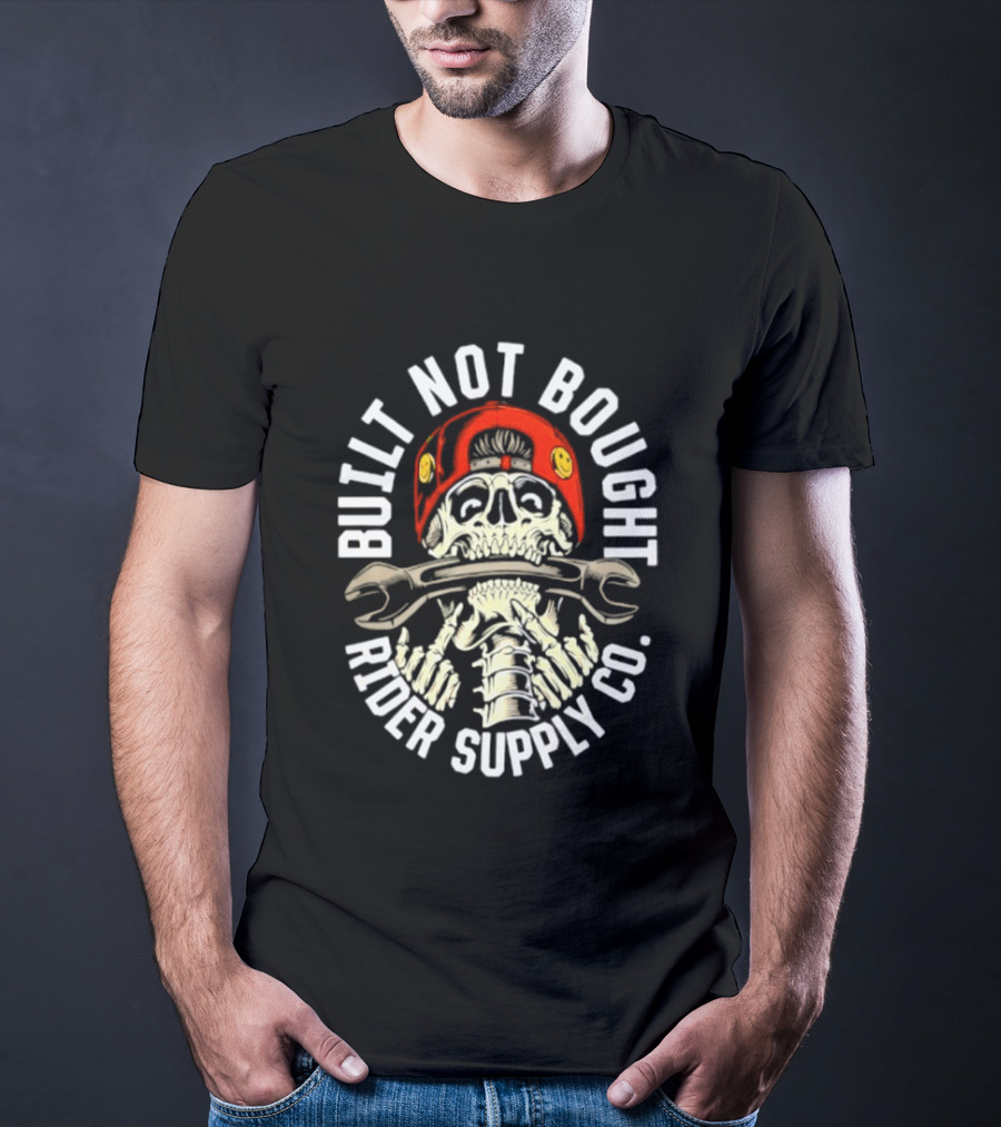 Rider Supply Co Skull Built Not Bought Wrench T-Shirt