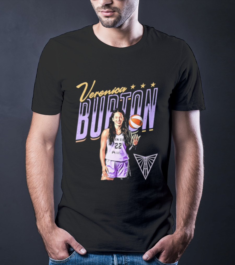Veronica Burton Basketball Pose Valkyries Purple Orange 2026 T-Shirt