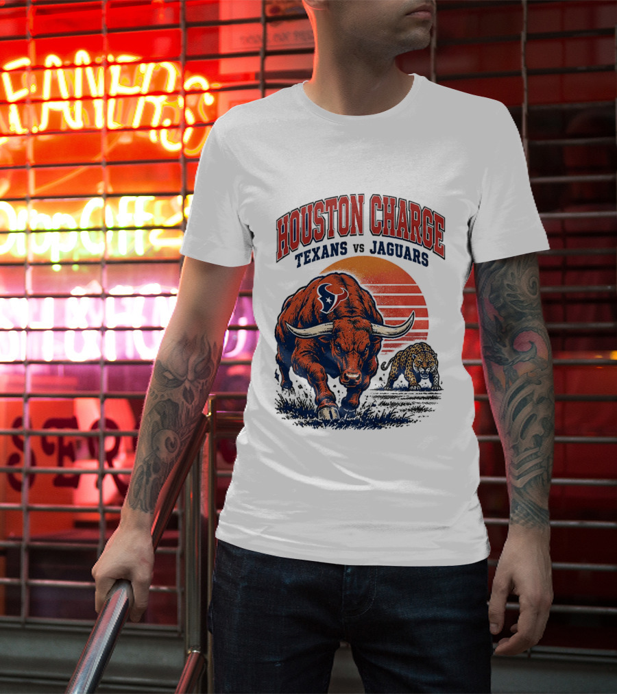 Houston Charge 2026 Texans Vs Jaguars Sunset Showdown T-Shirt