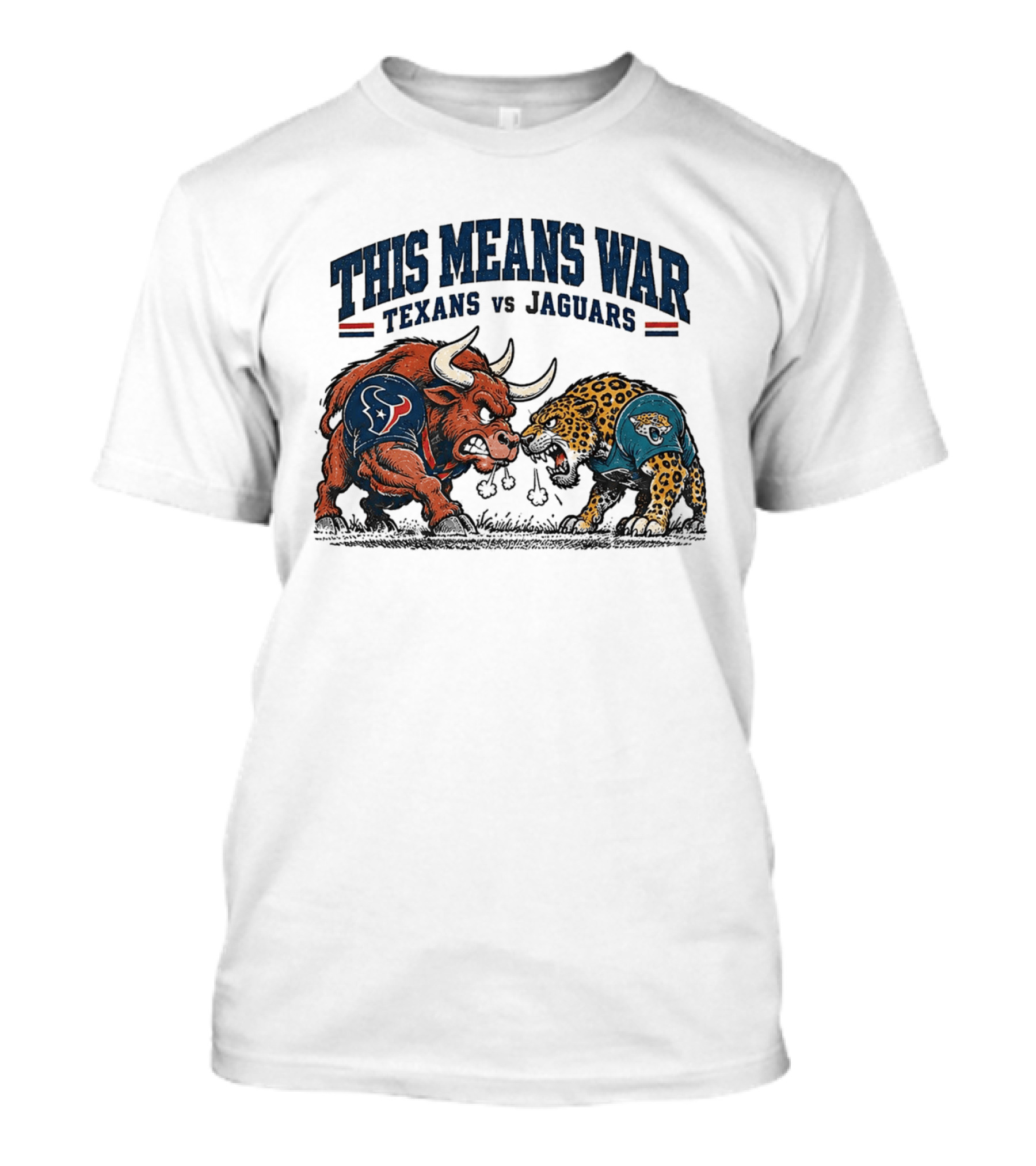 This Means War Texans Vs Jaguars Angry Bull Vs Jaguar Football T-Shirt