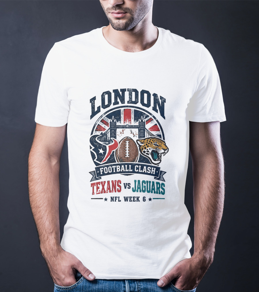 London Football Clash 2026 Houston Texans Vs Jacksonville Jaguars NFL Week 6 T-Shirt