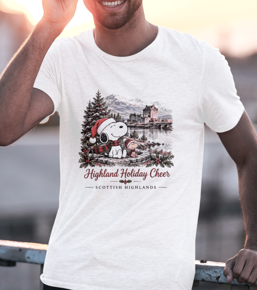 Highland Holiday Cheer Snoopy Scottish Highlands Christmas T-Shirt
