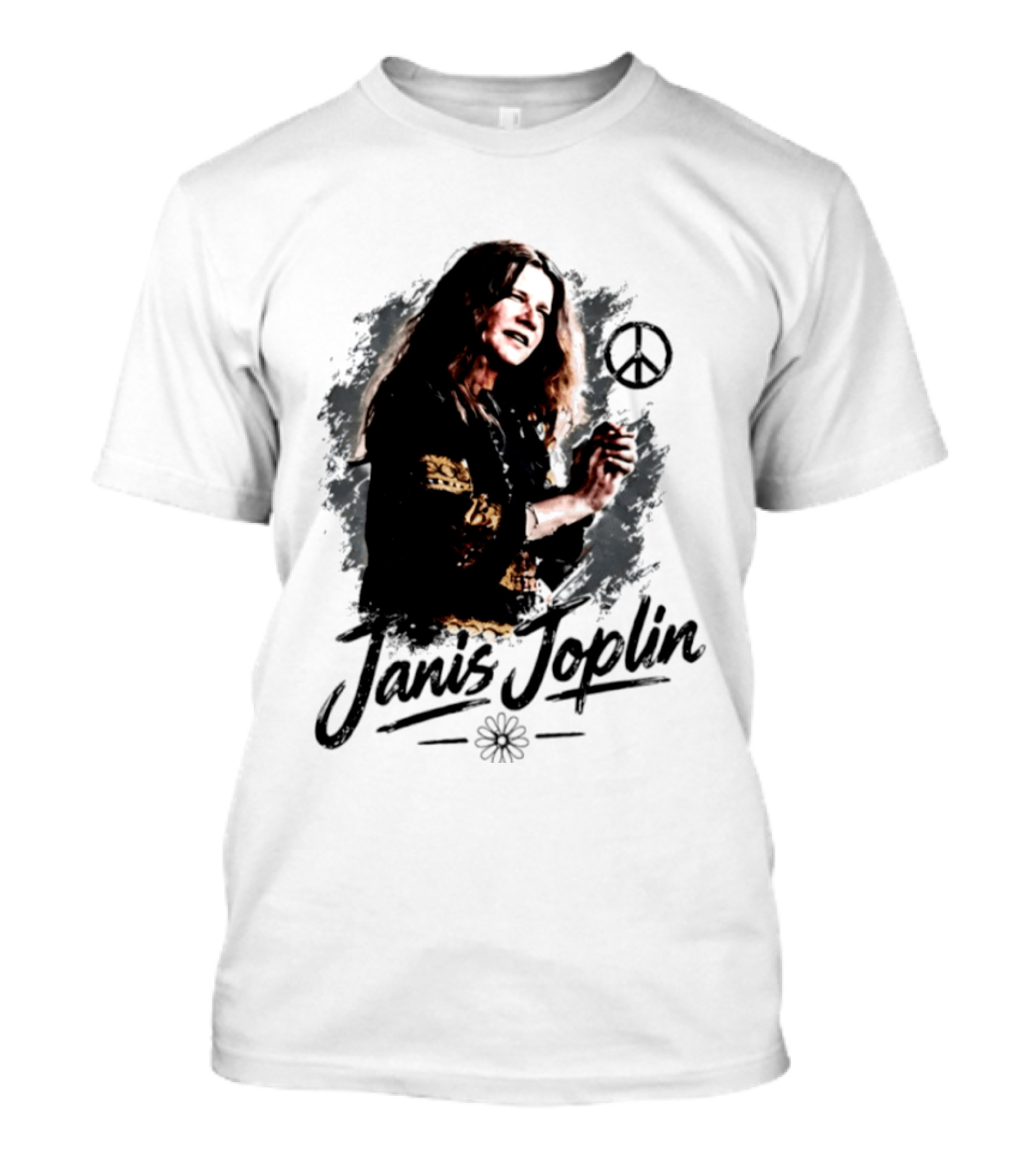 Janis Joplin Peace Sign Flower Rock Legend T-Shirt