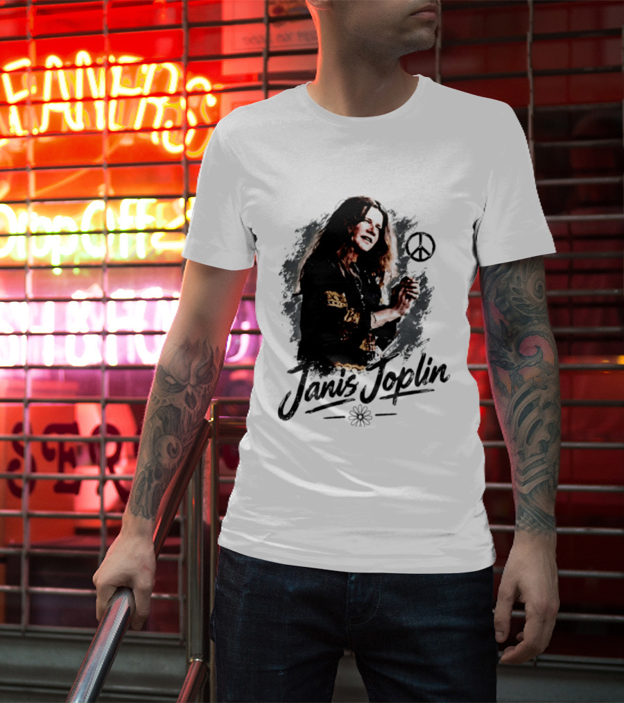 Janis Joplin Peace Sign Flower Rock Legend T-Shirt