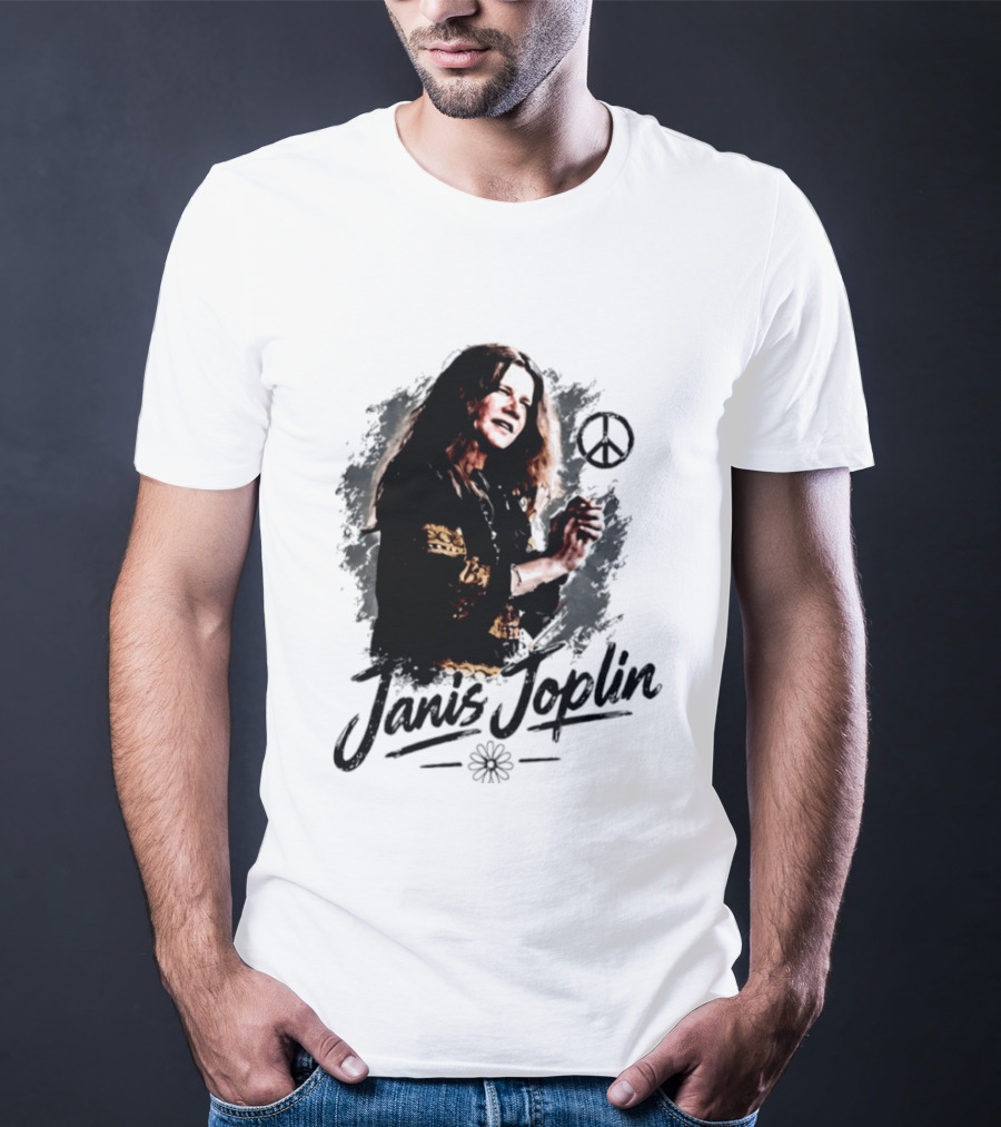 Janis Joplin Peace Sign Flower Rock Legend T-Shirt