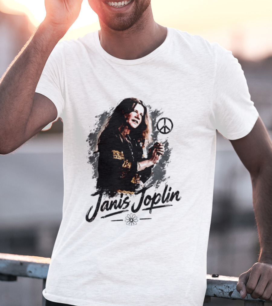 Janis Joplin Peace Sign Flower Rock Legend T-Shirt
