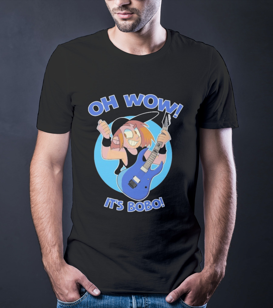 Oh Wow It's Bobo Alestorm Cartoon Character With Electric Guitar T-Shirt