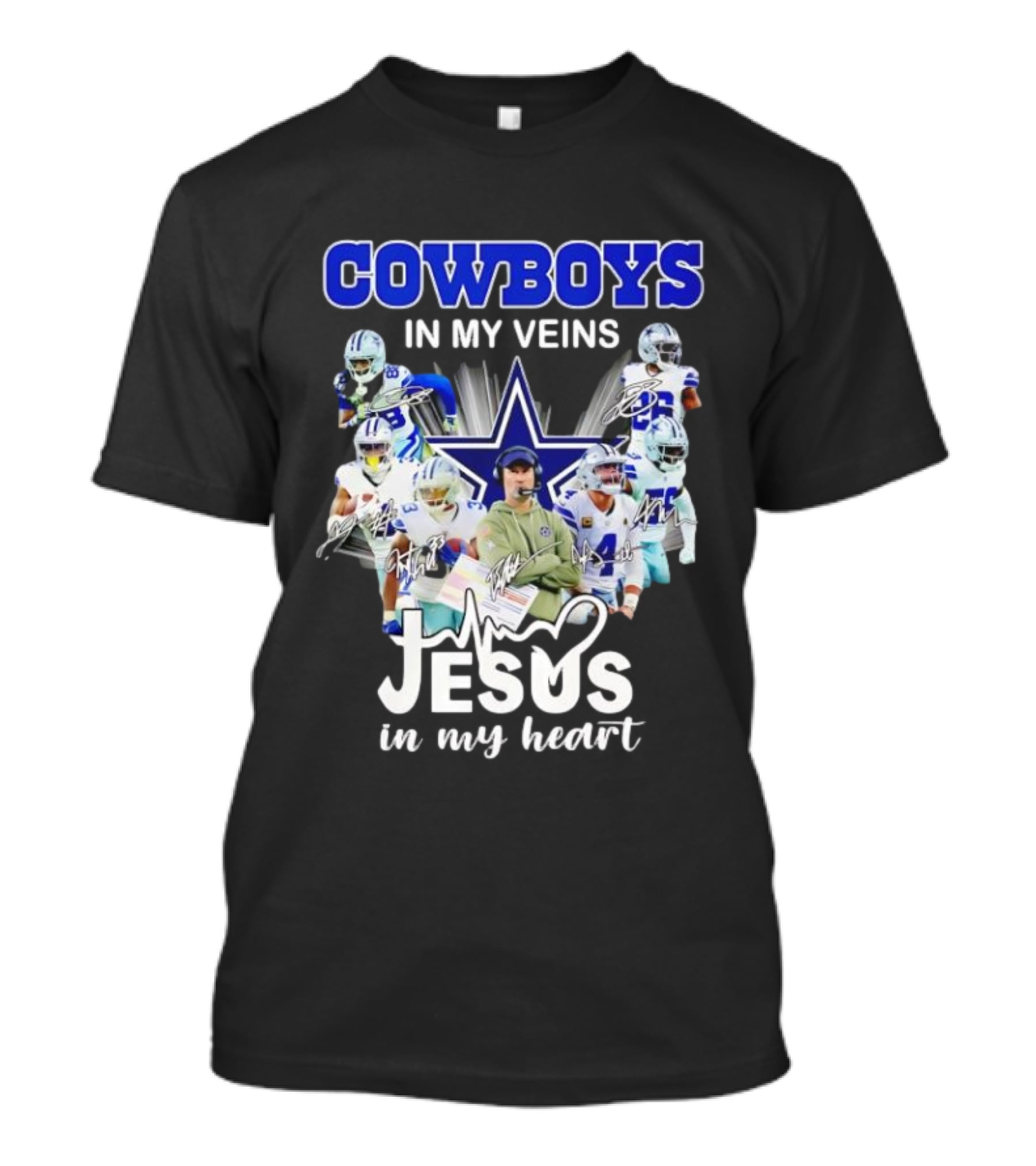 Cowboys In My Veins Jesus In My Heart Dallas Football Team Players Star T-Shirt