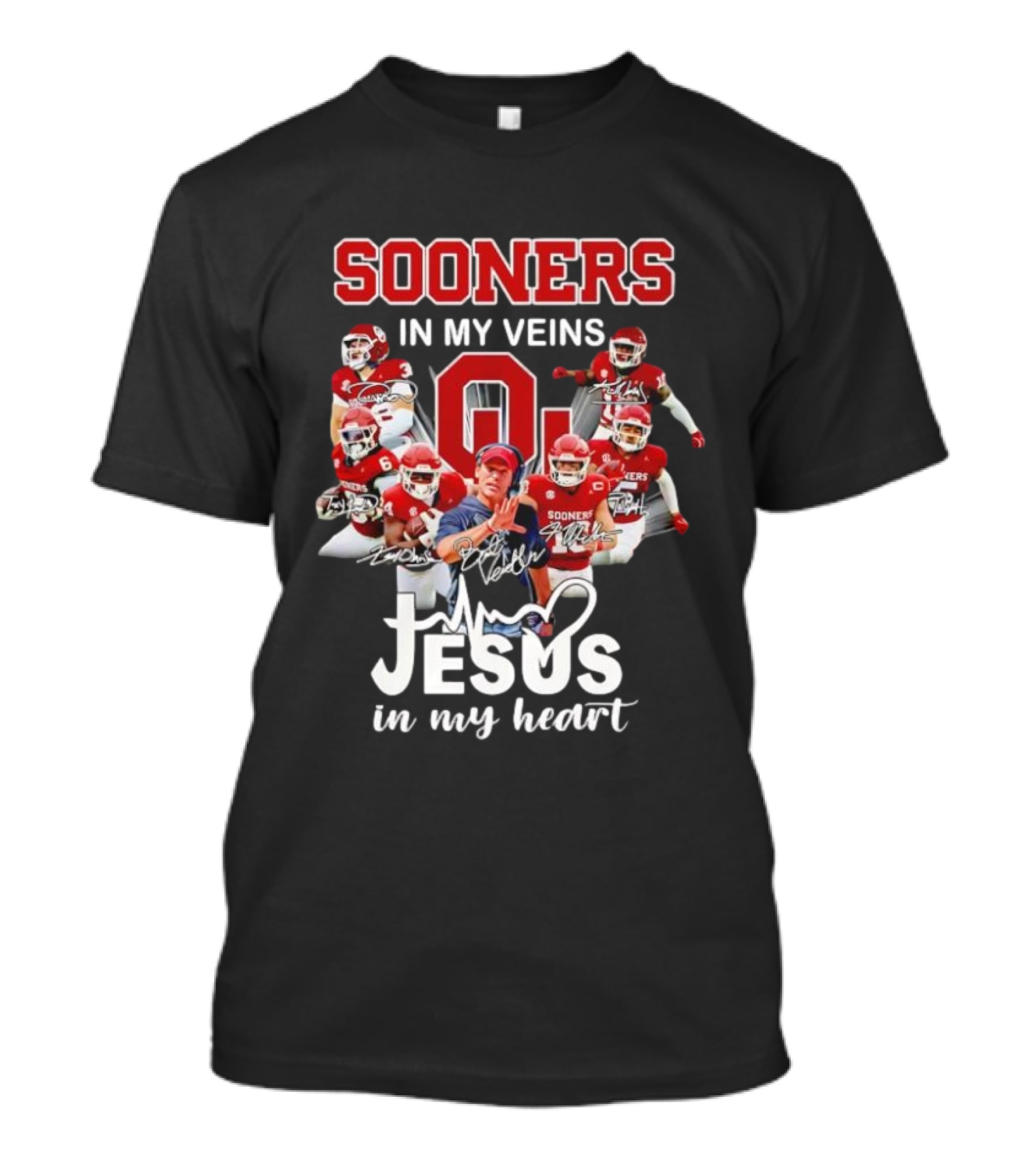 Oklahoma Sooners In My Veins Jesus In My Heart Football Team Spirit T-Shirt