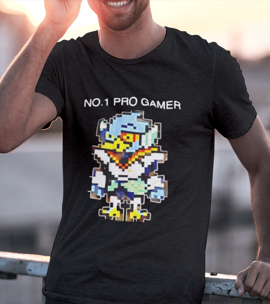 NO.1 PRO GAMER Pixelated Berdly Character Retro Game Style T-Shirt