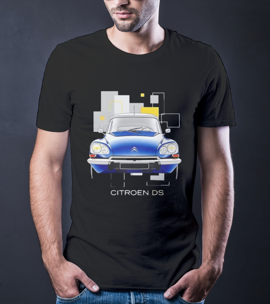 Citroën DS Classic Car Blue Front View Vintage Design T-Shirt