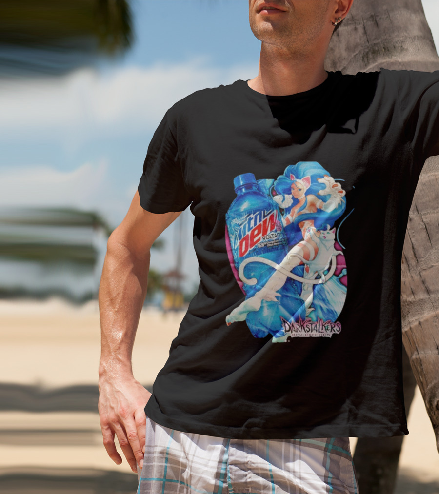Darkstalkers Resurrection Felicia Mtn Dew Voltage Collaboration T-Shirt