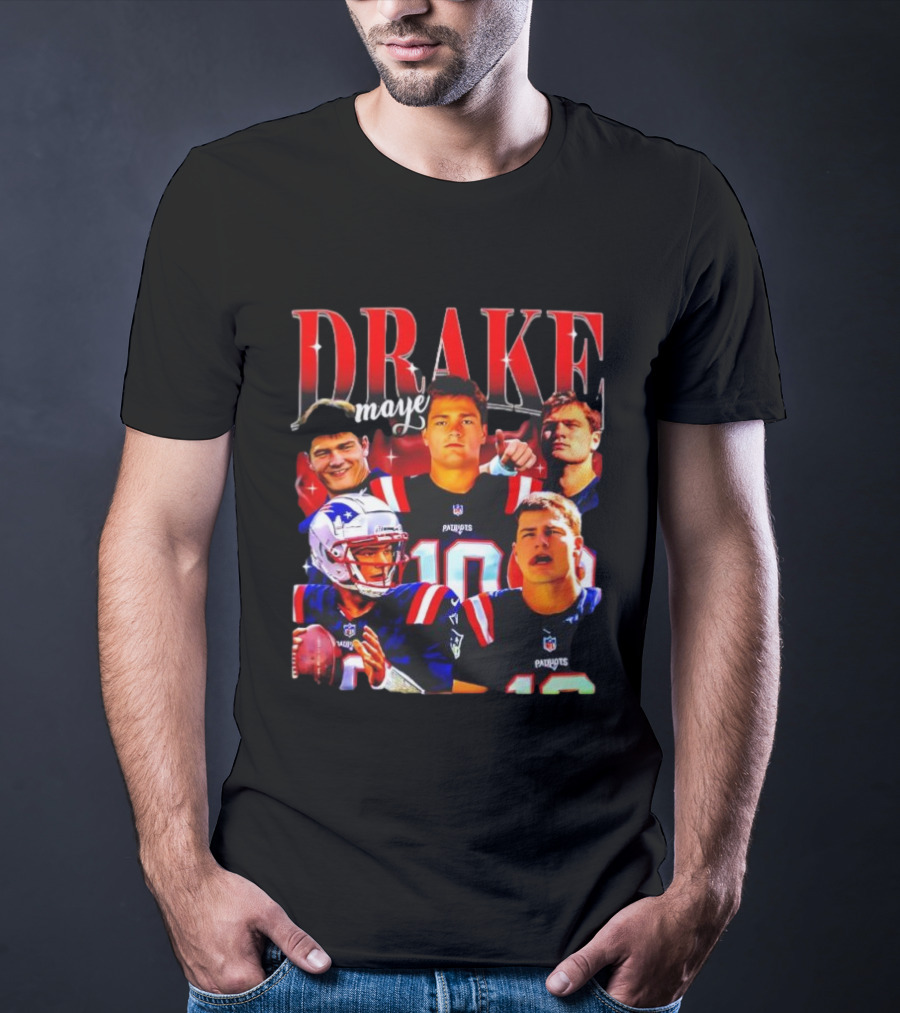 Drake Maye Patriots Vintage 90s Quarterback NFL Football T-Shirt