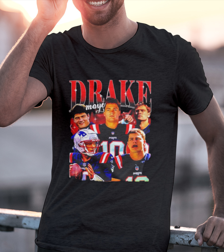 Drake Maye Patriots Vintage 90s Quarterback NFL Football T-Shirt
