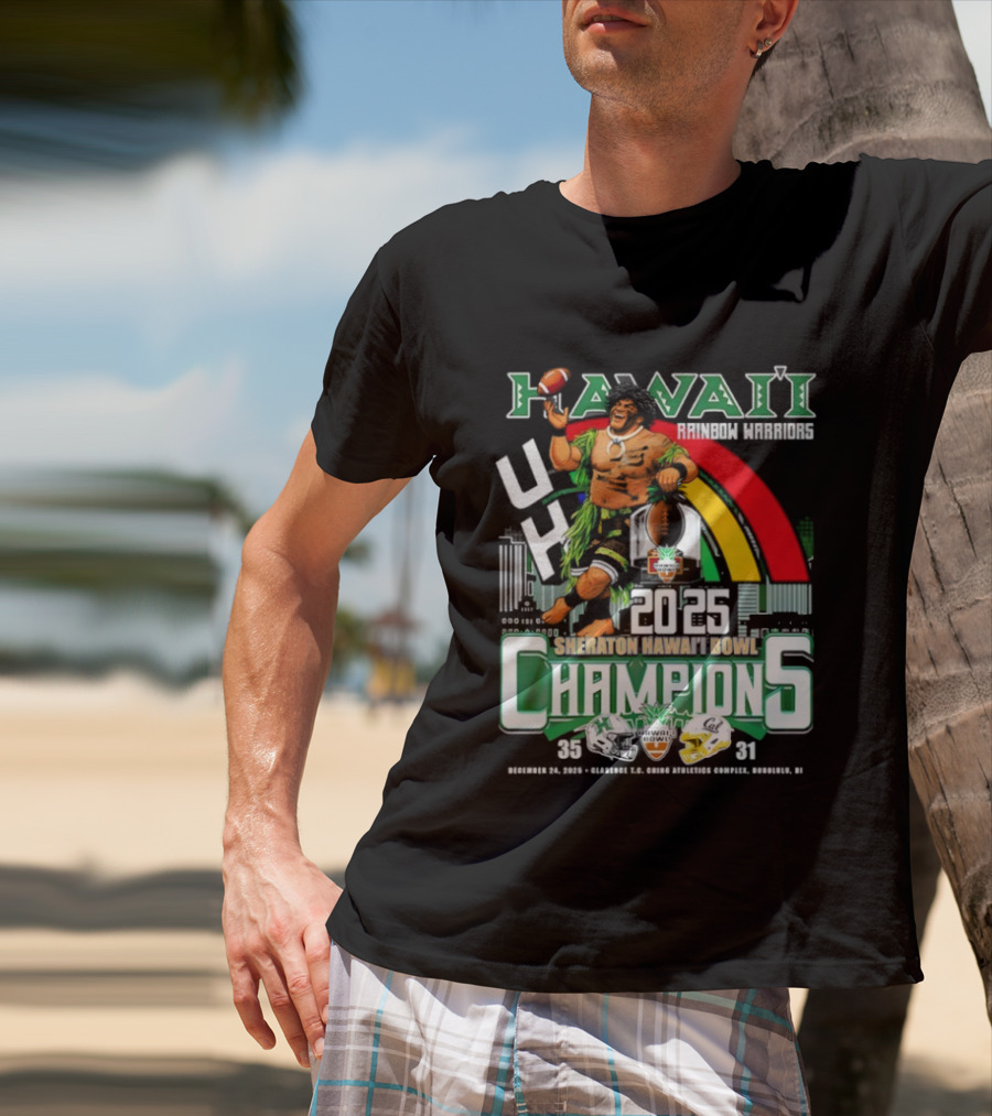 Hawaii Rainbow Warriors 2025 Sheraton Hawai’i Bowl Champions Football Ichts T-Shirt