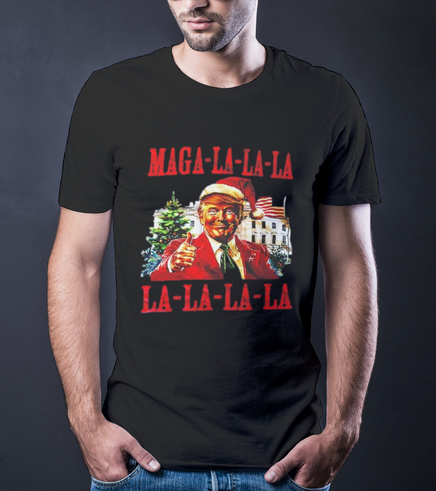 MAGA La La La Donald Trump Christmas Santa Hat Thumbs Up T-Shirt