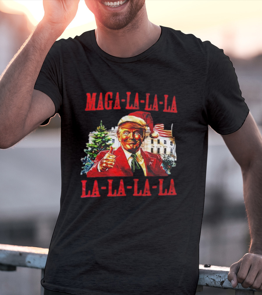 MAGA La La La Donald Trump Christmas Santa Hat Thumbs Up T-Shirt