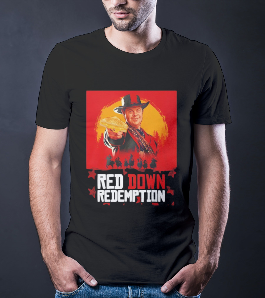 Red Down Redemption Cowboy Parody Toast Fun Graphic T-Shirt