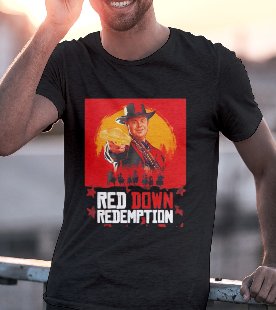 Red Down Redemption Cowboy Parody Toast Fun Graphic T-Shirt