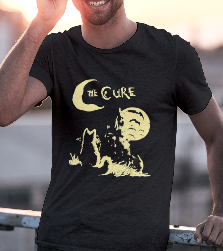 The Cure Cat Gothic Vintage Moonlit Night Scene T-Shirt