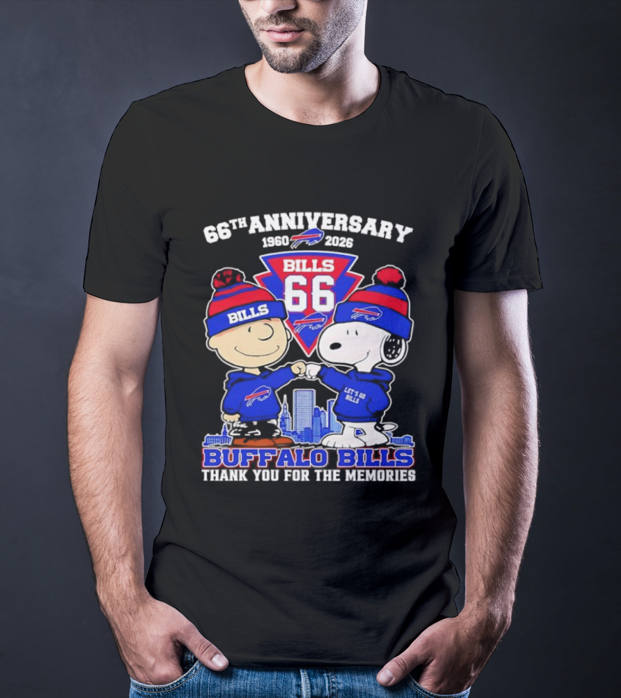 Peanuts Buffalo Bills 66th Anniversary 1950-2023 Thank You For The Memories T-Shirt