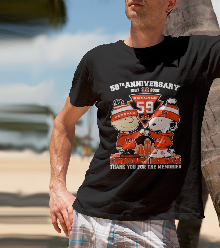 59th Anniversary 1967-2026 Bengals 59 Peanuts Cincinnati Bengals Thank You For The Memories T-Shirt