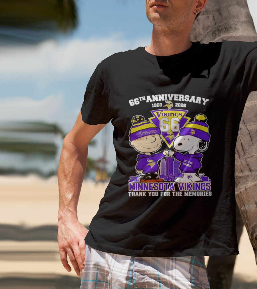 Peanuts Minnesota Vikings 66th Anniversary 1961-2023 Thank You For The Memories T-Shirt
