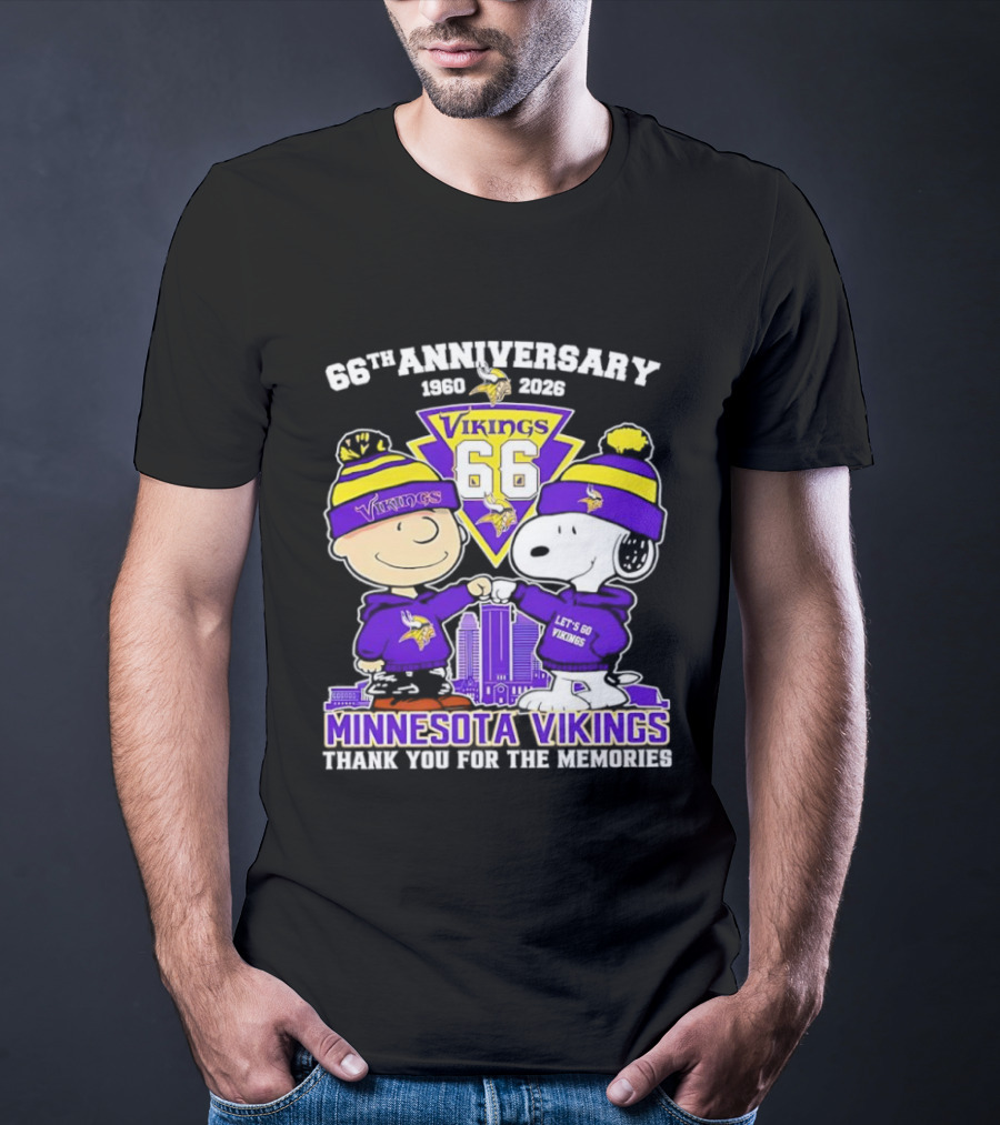 Peanuts Minnesota Vikings 66th Anniversary 1961-2023 Thank You For The Memories T-Shirt