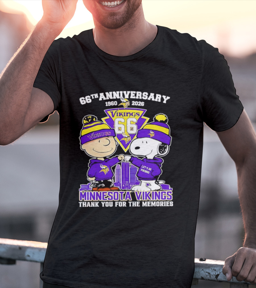 Peanuts Minnesota Vikings 66th Anniversary 1961-2023 Thank You For The Memories T-Shirt