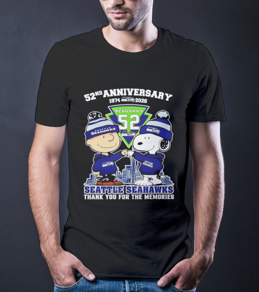 52nd Anniversary Peanuts Celebration Seattle Seahawks Thank You For The Memories T-Shirt