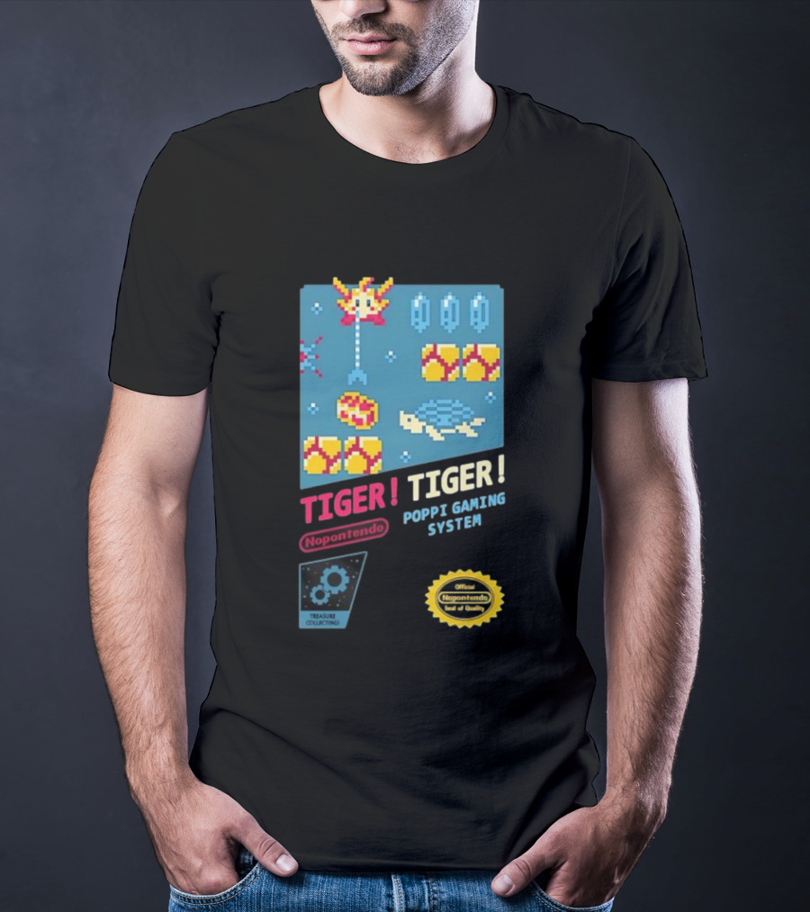 TIGER TIGER Poppi Gaming System Nopontendo Treasure Collecting Pixel Art T-Shirt