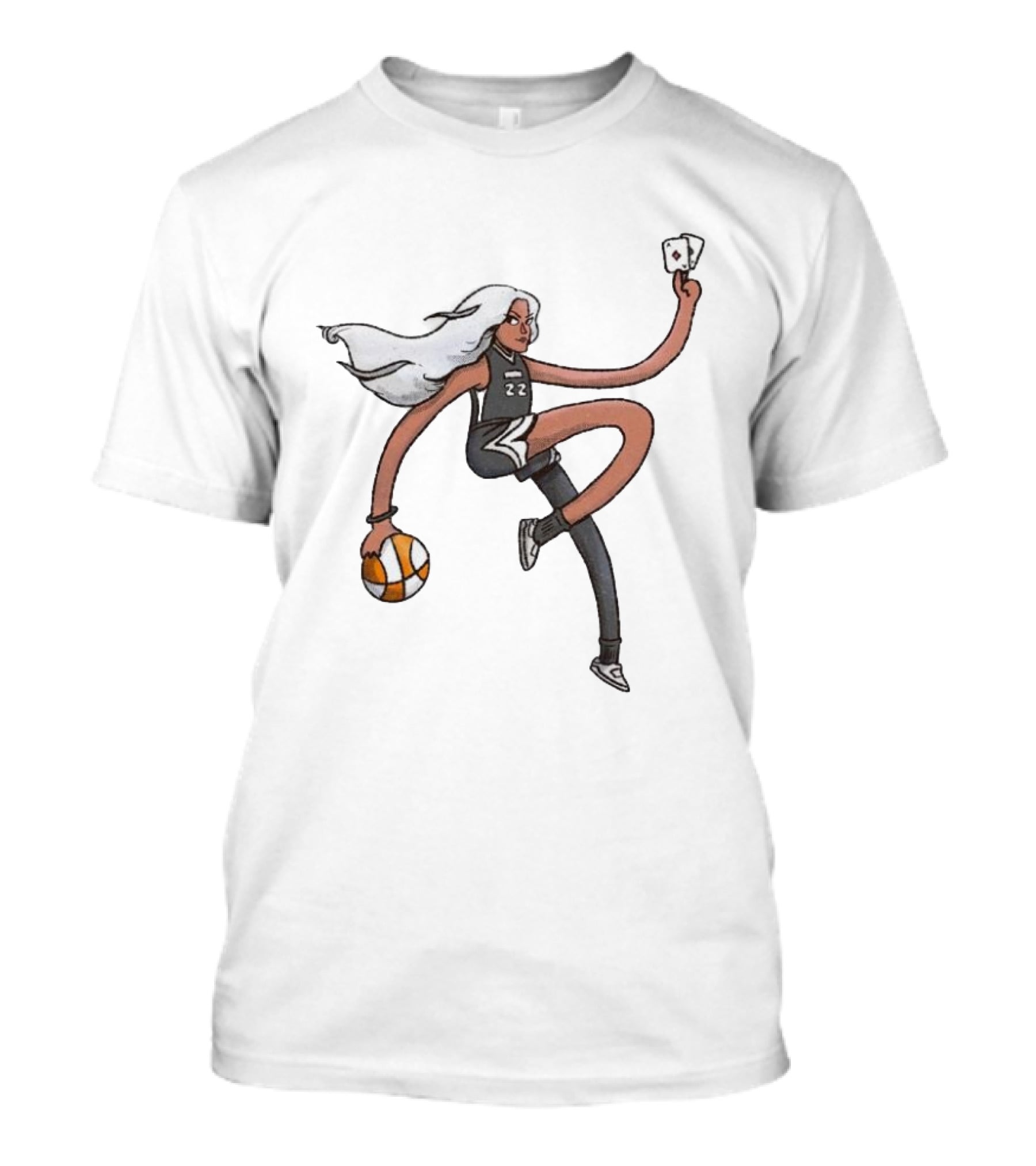 A’ja Wilson Las Vegas Aces Number 22 Holding Basketball And Ace Card T-Shirt