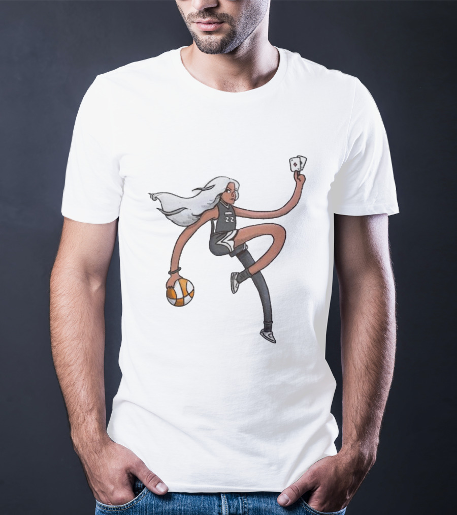 A’ja Wilson Las Vegas Aces Number 22 Holding Basketball And Ace Card T-Shirt