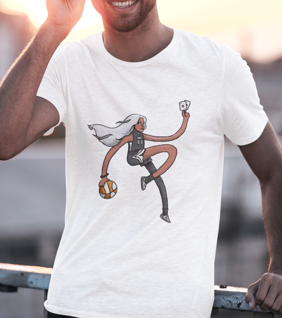 A’ja Wilson Las Vegas Aces Number 22 Holding Basketball And Ace Card T-Shirt