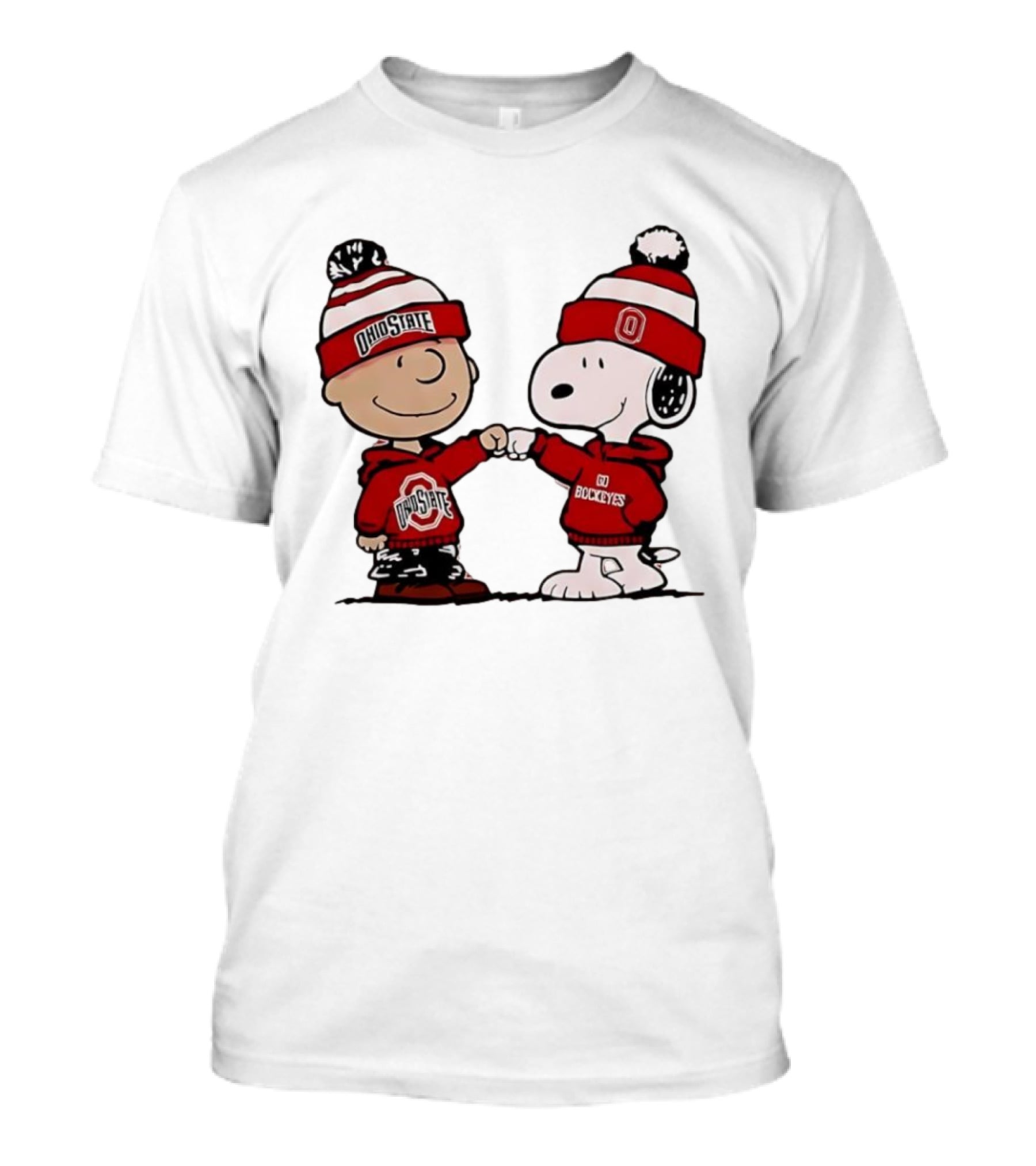 Charlie Brown Snoopy Ohio State Buckeyes Fist Bump Winter Gear T-Shirt