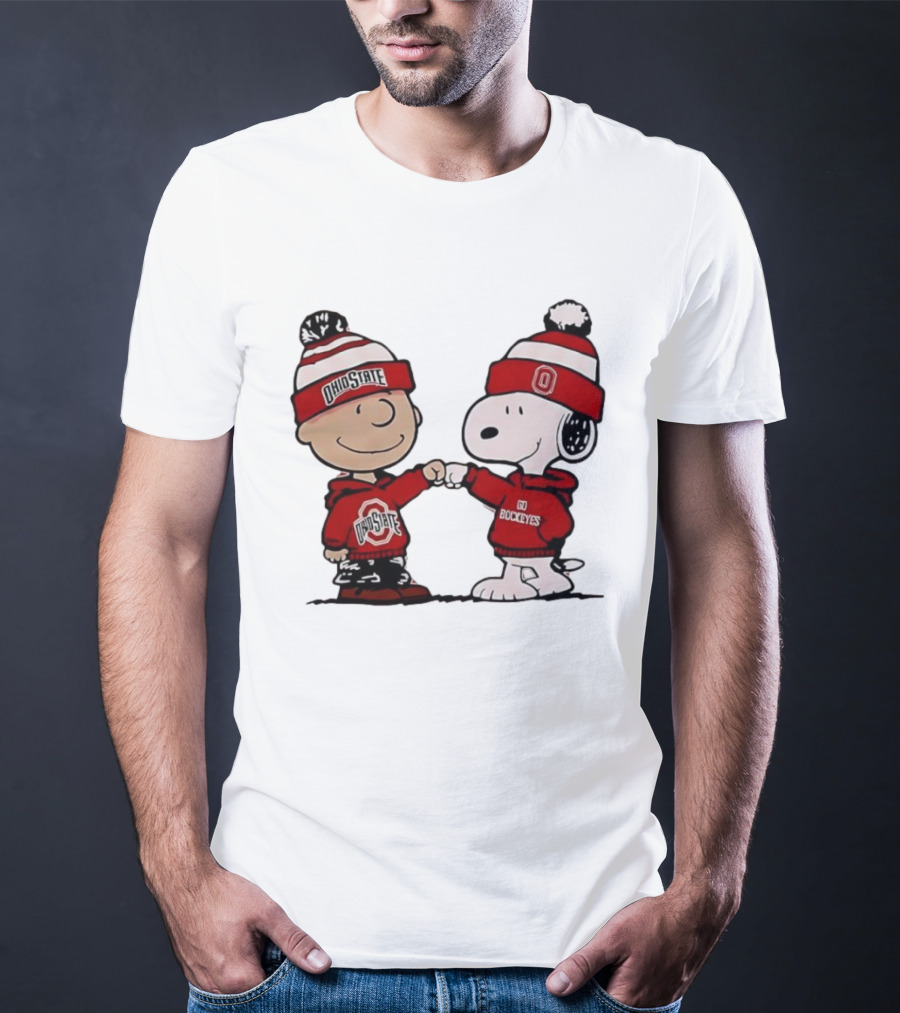 Charlie Brown Snoopy Ohio State Buckeyes Fist Bump Winter Gear T-Shirt