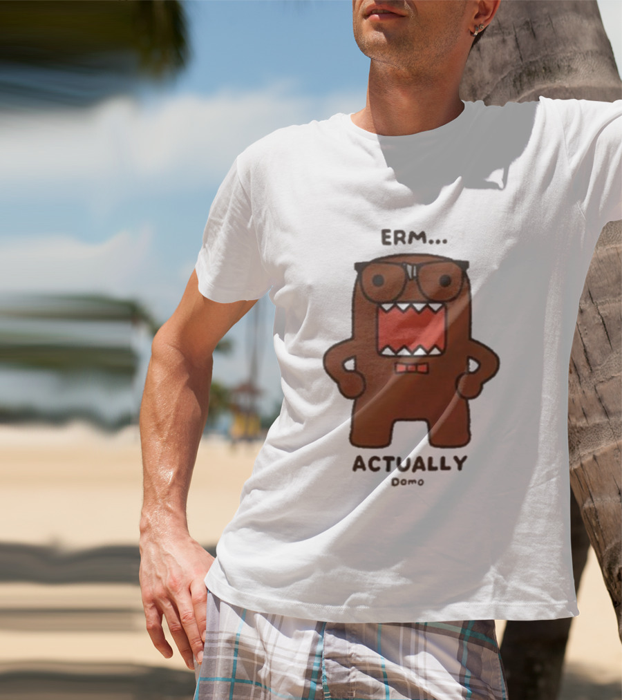 Domo Erm Actually Character With Glasses And Bow Tie T-Shirt