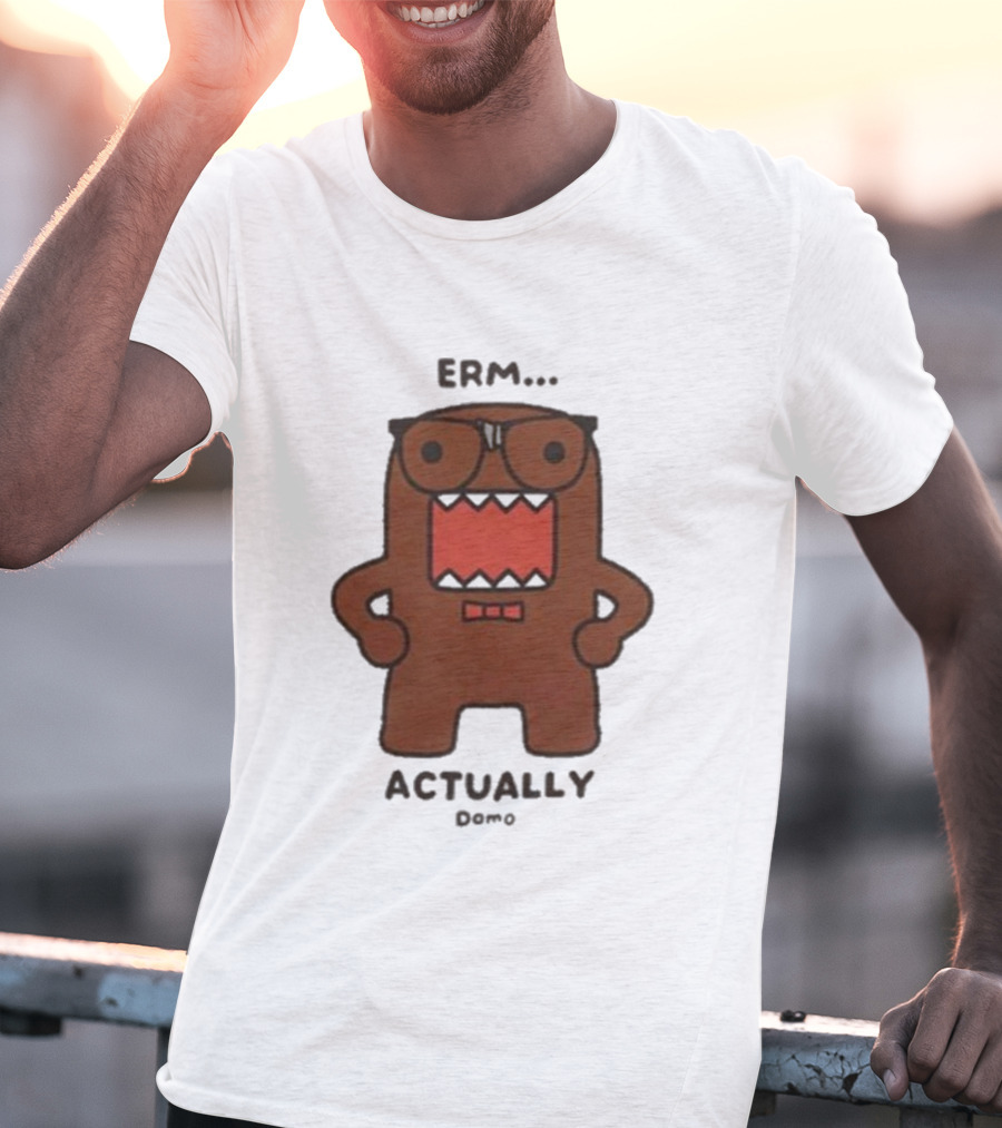 Domo Erm Actually Character With Glasses And Bow Tie T-Shirt