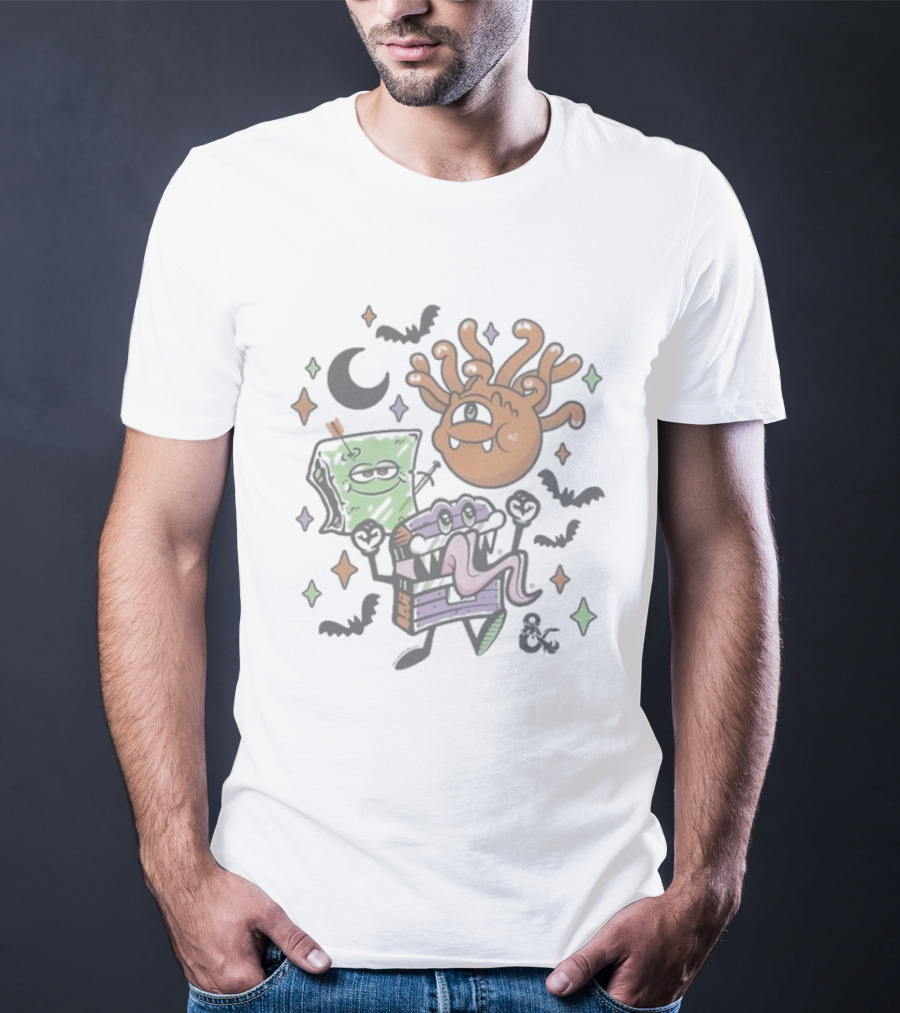 Dungeons & Dragons Halloween Monster Cuties With Beholder Mimic And Spellbook T-Shirt